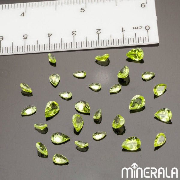 Natural Green Grass Peridot Loose Gemstone Faceted Cut Pear Shape 3x5mm 4x6mm 5x7mm WP000B6