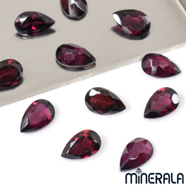 Natural Red Garnet Loose Gemstone For Settings Faceted Cut Pear Shape 5x8mm 7x10mm for Jewelry Making Wholesale Lot WP00256