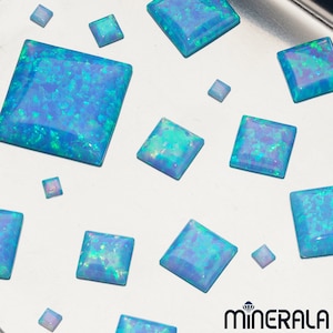 Sky Blue Synthetic Lab Created Opal Loose Square Shape Cabochon 2.5mm-18mm Wholesale Lot WP001F7