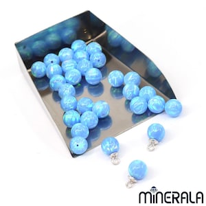 Jewelry Making HALF DRILLED HOLES 5mm Light BLUE OPAL Round Bead Lots 