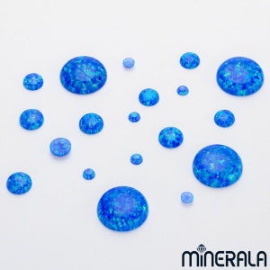 Blue Synthetic Lab Created Sparkling Loose Opal Stone For Settings Round Cabochon Various Sizes Wholesale Lot WP0024D