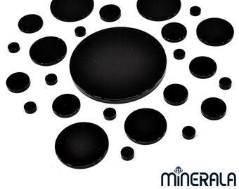 Natural Black Onyx Round Coin Discs Flat Top Loose Gemstone For Inlay 6mm - 30mm Wholesale Lot WP0021F