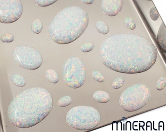 White Synthetic Lab Created Loose Sparkling Opal Oval Shape Cabochon 3x5mm-18x25mm Wholesale Lot WP00065