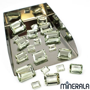 Naturlig ljusgrön ametist ädelsten smaragdslipad stegslipad åttkantig form 6 x 8 mm 7 x 9 mm 10 x 14 mm 12 x 16 mm för infattningar grossistparti WP02714