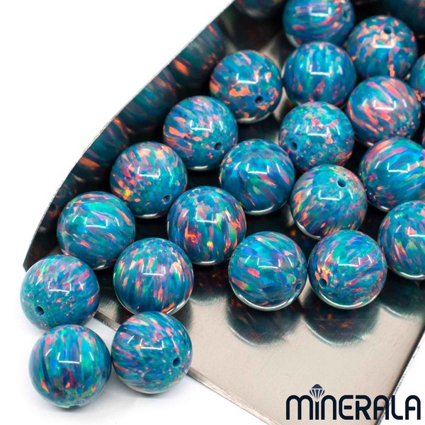 Sky Blue Synthetic Lab-Created Opal Round Beads - 2mm To 16mm - Full Drilled For Jewelry Making 4 thumbnail image
