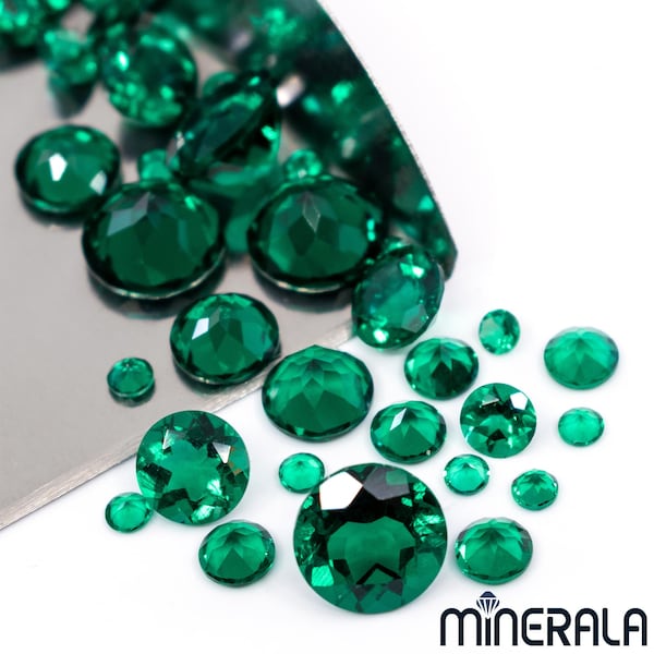 Emerald Zambia Lab Grown Gemstone Faceted Round Shape Loose 1mm-10mm for Settings Wholesale Lot WP02730