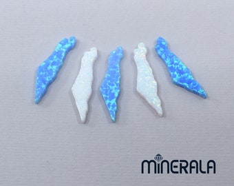 Israel Map Sky Blue and White Synthetic Lab Created Opal Pendant Bead Top Full Sideways Drilled Wholesale Lot WP027BC