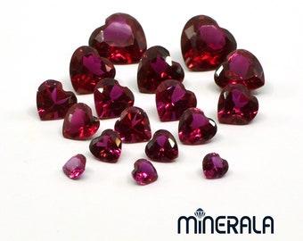 Ruby Corundum Lab Created Heart Faceted Loose Gemstone For Settings Various Sizes For Making Jewelry Wholesale Lot WP027CD