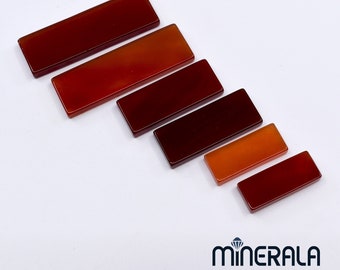 Natural Semi Precious Red Carnelian Baguette Flat Top Both Side Gemstone 6x15mm-9x28mm For Inlay Smooth Sharp Corners Wholesale Lot WP027CB