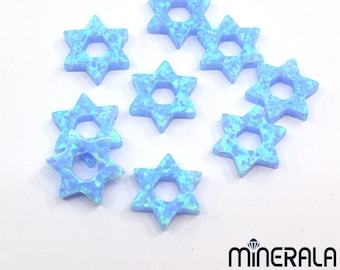 Sky Blue Magen David Opal Star Of David Shield of David Synthetic Lab Created Opal Hollowed Beads 10mm 12mm Wholesale Lot WP027C0