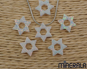 White Magen David Opal Star Of David Synthetic Lab Created Opal Hollowed Beads 10mm 12mm Wholesale Lot WP027C0