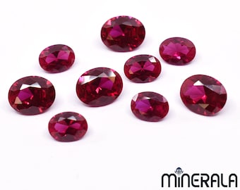Red Pinkish Ruby Corundum Lab Created Oval Faceted Loose Gemstone For Settings Various Sizes For Making Jewelry Wholesale Lot WP027B9