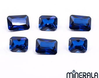 Lab Created Blue Sapphire Corundum Gemstone Octagon 10x12mm 10x14mm Princess Cut for Settings Wholesale Lot WP027B1
