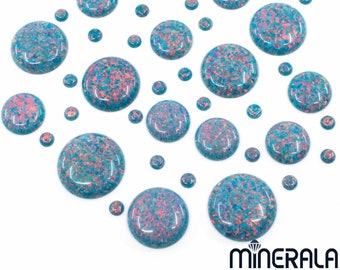Fire Turquoise Synthetic Lab Created Loose Sparkling Opal For Settings Round Cabochon 3mm-18mm Wholesale Lot WP0024C