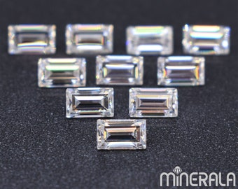 Moissanite 2x4 mm 2,5x5 mm 3x5 mm 3x6 mm Baguettes en forme de laboratoire créées facette en vrac blanc D-E VVS WP02770