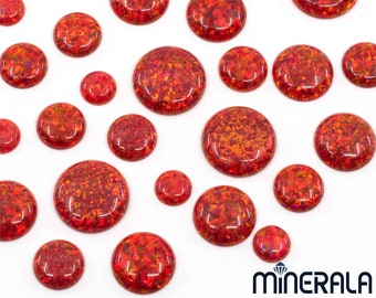 Red Synthetic Lab Created Loose Opal Round Cabochon 3mm-12mm Wholesale Lot WP0029E