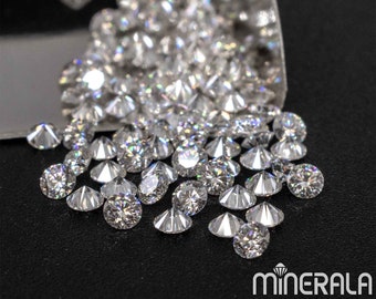 Moissanite Runder Lab Diamant Facettierter Schnitt 1mm- 4,5 mm Edelstein D-E Weiße Farbe VVS Klarheit Ohne Zertifikat Großverkauf Lot WF002B5