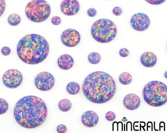 Purple Synthetic Lab Created Loose Sparkling Opal For Settings Round Shape Cabochon 3mm-10mm Wholesale Lot WP02748