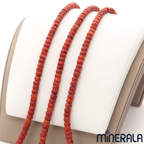Natural Red Sponge Coral Gemstone Rondell Shape 7x5mm Beads 15.5" Strand WP0016E