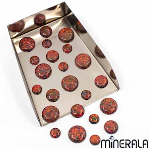 Fire Red Synthetic Lab Created Sparking Loose Opal For Settings Round Shape Cabochon Various Sizes Wholesale Lot WP00231