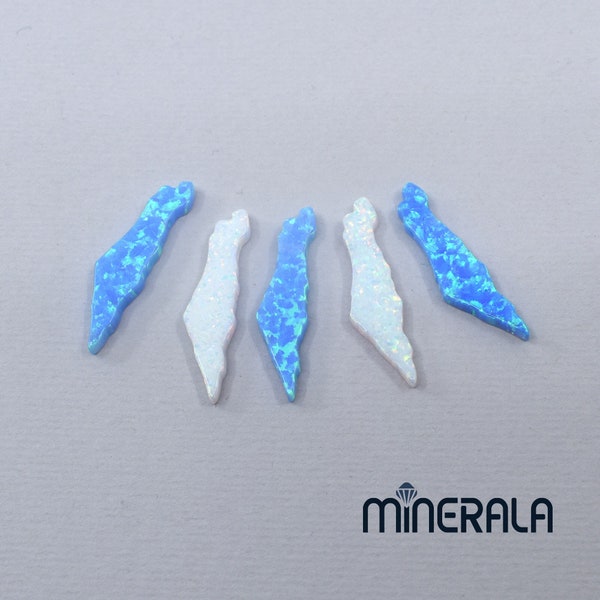 Israel Map Sky Blue and White Synthetic Lab Created Opal Pendant Bead Top Full Sideways Drilled Wholesale Lot WP027BC