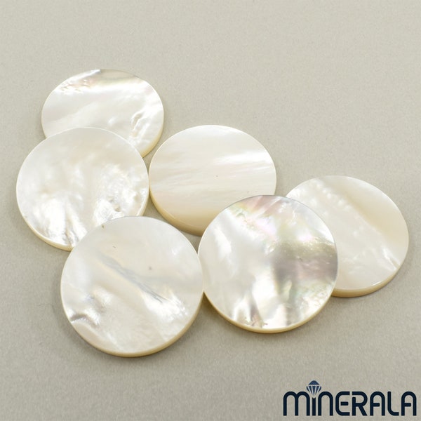 Natural Freshwater Mother Of Pearl Shell Round Flat Top Coin Loose Gemstone  WP00298