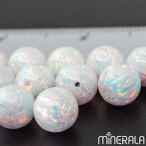 White Lab Created Synthetic Sparkling Loose Opal Round Beads Full Drill Various Sizes Wholesale Lot WP001C7