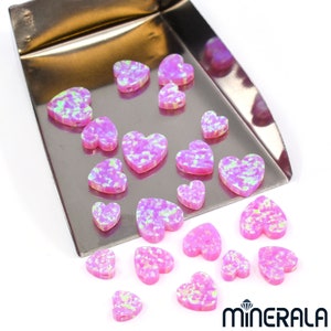 Pink Synthetic Lab Created Opal Loose Heart Shape Beads Full Drill Various Sizes WP02756