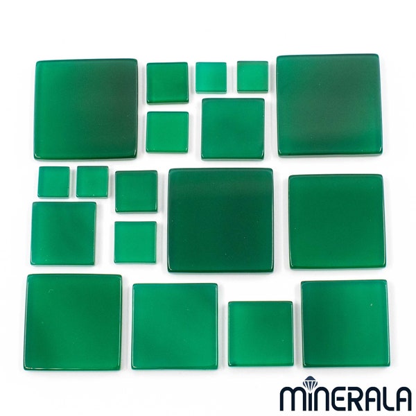 Natural Green Onyx Agate Square Shape Flat Top Loose Gemstone Various Size WP02711