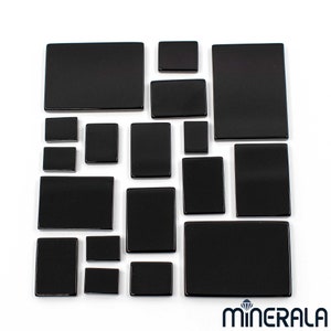 Natural Black Onyx Rectangle Shape Flat Top Loose Gemstone For Inlay Various Sizes Wholesale Lot WP002B3