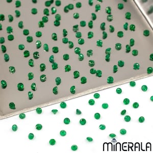 Natural Untreated Dark Green Emerald Loose Gemstone Round Shape Faceted Various Sizes 1.2mm-1.60mm Wholesale Lot WP0029C
