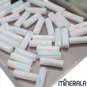 White Lab Created Synthetic Sparkling Opal Bead Round Cylinder Tube Shape 3x6mm 3x10mm 4x8mm 5x10mm Full Drilled Wholesale Lot WP0276A