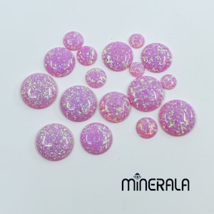 Rosa Synthetisches Labor Hergestellt Lose Funkelnder Opal Für Einstellungen Runde Form Cabochon Verschiedene Größen
