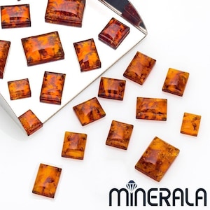 Ámbar Prensado Natural  Forma Rectangular Color  Miel Cognac Cabochon A Granel Varios Tamaños  WP001D4