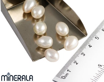 Natural Freshwater White Drop Teardrop Pearl Half Drilled Loose 9.5mm Wholesale Lot WP00079