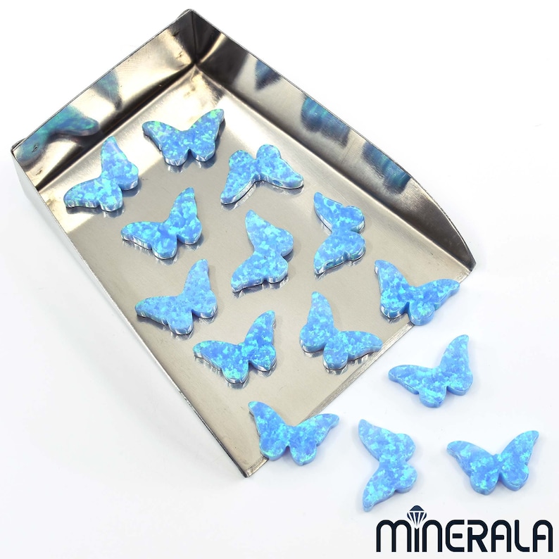 Butterfly White and Sky Blue Synthetic Lab Created Opal Beads Full Drilled WP0027E
