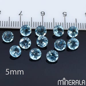 Natürliche Schweizer Blautopas Transparent Lose Edelstein Für Einstellungen Runde Form facettiert 4 mm 4,25 mm 5 mm 6 mm 8 mm Großverkauf Lot Whg 5mm
