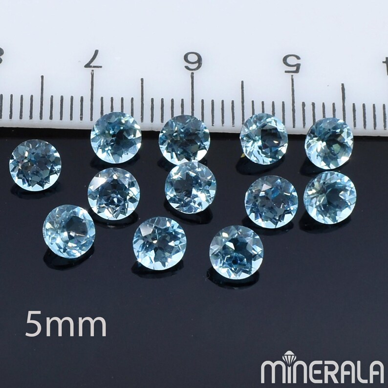 Natürliche Schweizer Blautopas Transparent Lose Edelstein Für Einstellungen Runde Form facettiert 4 mm 4,25 mm 5 mm 6 mm 8 mm Großverkauf Lot Whg 5mm