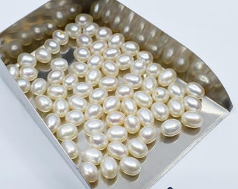 Natural White Freshwater Pearl Half Drilled 4.50mm-5mm Drop Teardrop Wholesale Lot WP0007A