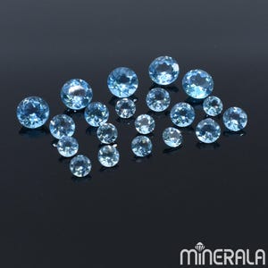 Natürliche Schweizer Blautopas Transparent Lose Edelstein Für Einstellungen Runde Form facettiert 4 mm 4,25 mm 5 mm 6 mm 8 mm Großverkauf Lot Whg Bild 2