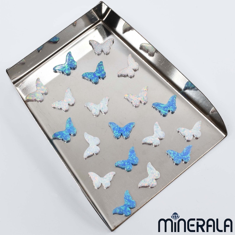 Butterfly White and Sky Blue Synthetic Lab Created Opal Beads Full Drilled WP0027E