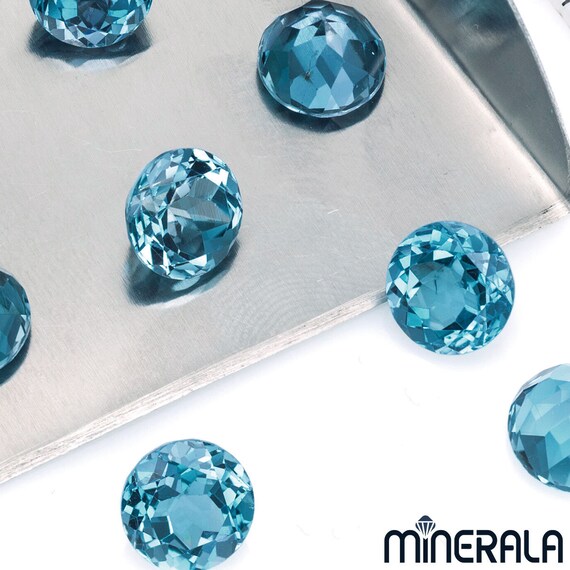 Natural Topaz London Blue Loose Gemstone Faceted Round 8mm