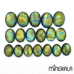 Galaxy Glass Cabochon Sparkling Gold-Green And Blue Waves Oval Shape 12x16mm 13x18mm 15x20mm For Setting Wholesale Lot WP0282E