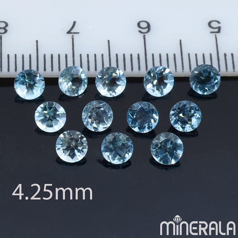 Natürliche Schweizer Blautopas Transparent Lose Edelstein Für Einstellungen Runde Form facettiert 4 mm 4,25 mm 5 mm 6 mm 8 mm Großverkauf Lot Whg 4.25mm