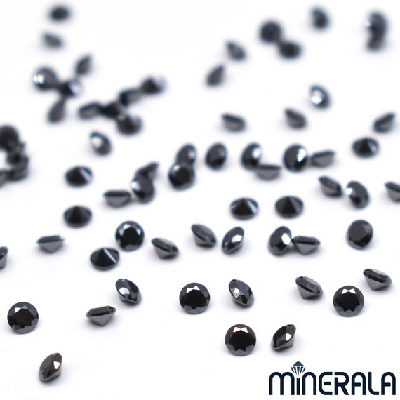 Black Moissanite Round Lab Diamond Loose Faceted Cut 1mm 1.5mm 2mm 2.5mm 3mm VVS Wholesale Lot WP02796