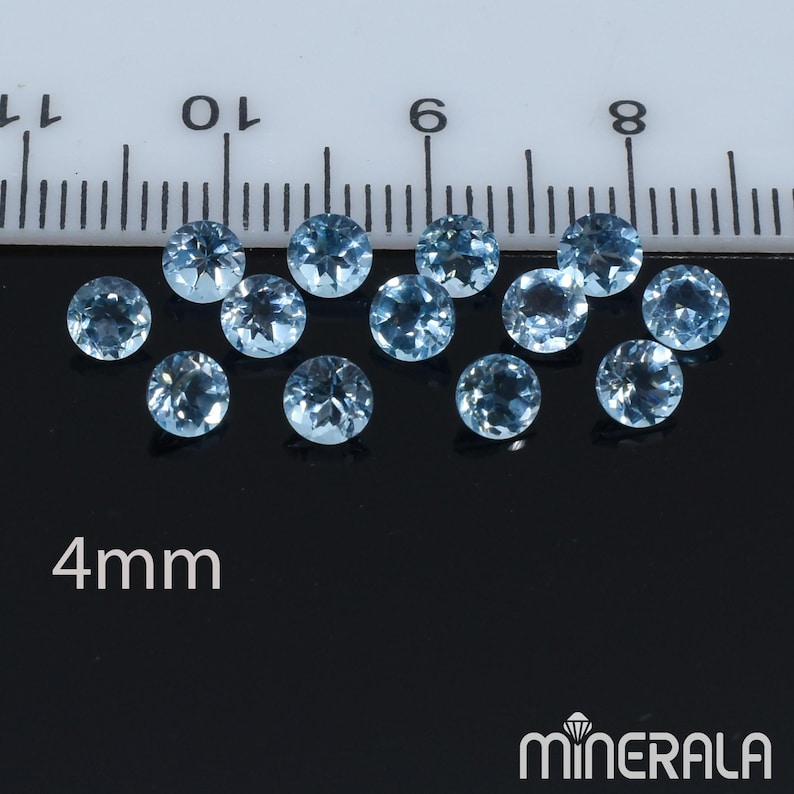 Natürliche Schweizer Blautopas Transparent Lose Edelstein Für Einstellungen Runde Form facettiert 4 mm 4,25 mm 5 mm 6 mm 8 mm Großverkauf Lot Whg 4mm