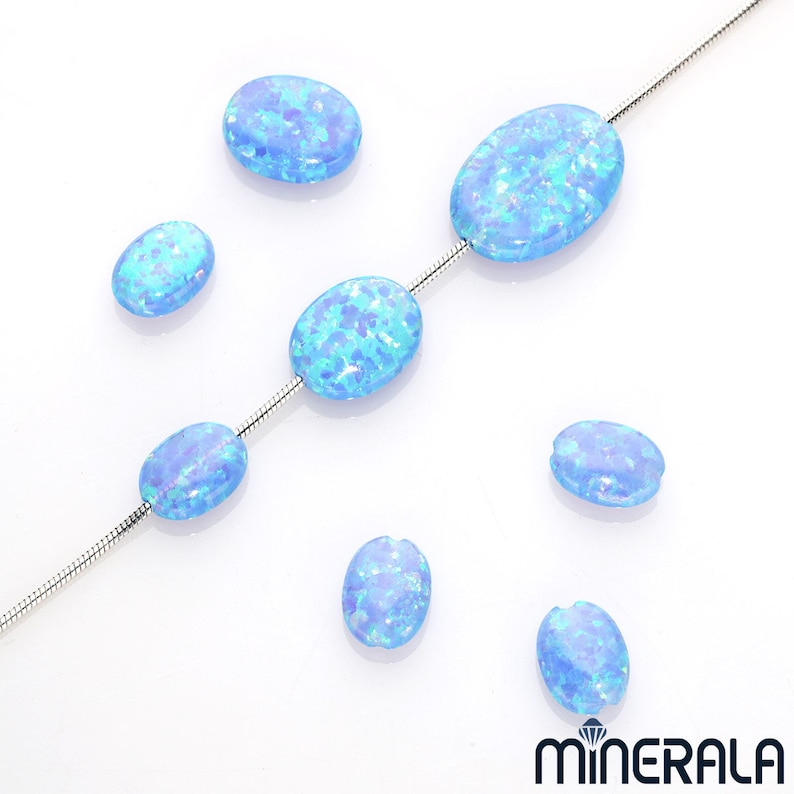 Sky Blue Synthetic Lab Created Opal Oval Beads Full Drilled - Etsy