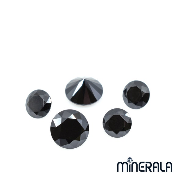 Black Moissanite Round Lab Diamond Loose Faceted Cut 6mm 8mm VVS for Settings With Certificate Wholesale Lot WP0279B