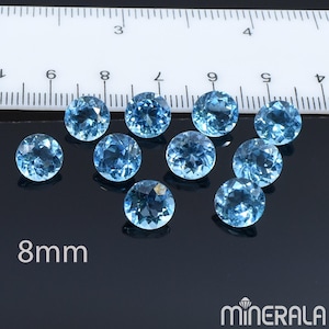 Natürliche Schweizer Blautopas Transparent Lose Edelstein Für Einstellungen Runde Form facettiert 4 mm 4,25 mm 5 mm 6 mm 8 mm Großverkauf Lot Whg 8mm