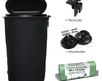 Flextrash Set 1 Black (trash can including table clip, wall holder and trash bag) (Item no. 628-BK)